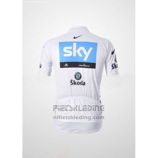 2011 Fietskleding Sky Lider Wit en Azuur Korte Mouwen en Koersbroek